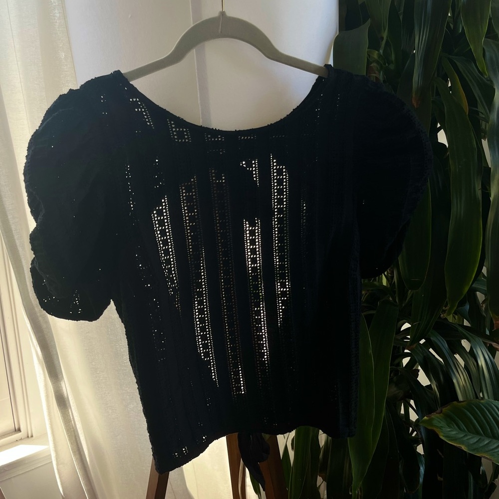 Free People tie-back eyelet blouse
